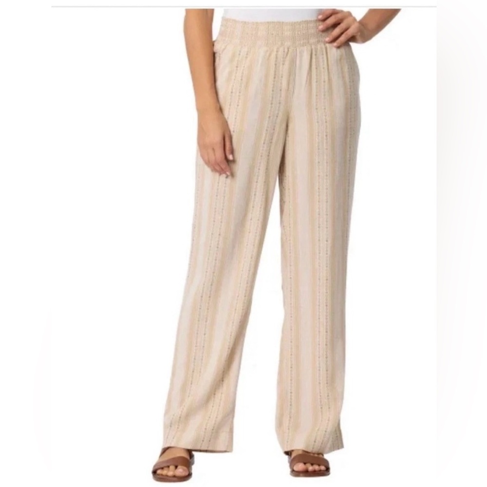 Briggs New York Women's Linen Blend Pull-On Pants – Tan, Size XXL, Relaxed. NWT - Picture 2 of 15